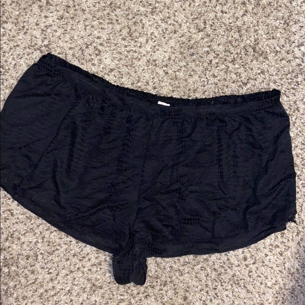 Victoria Secret Black Satin Lace Shorts